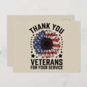 Carte Postale Merci aux vétérans du tournesol Jour des vétérans  (Devant / Derrière)