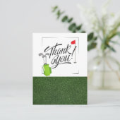 Carte Postale Merci avec drapeau de golf et sac de golf (Debout devant)