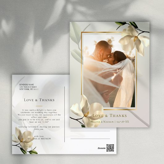 Carte postale Merci avec Magnolia blanc oriental p