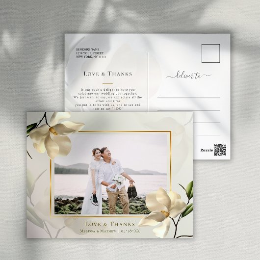 Carte postale Merci avec Magnolia blanc oriental p