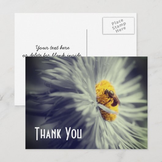 Carte postale Merci avec un gros plan d'abeille su (Devant / Derrière)
