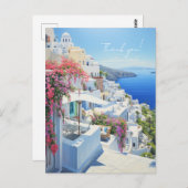 Carte postale Merci avec vue sur Santorin (Devant / Derrière)