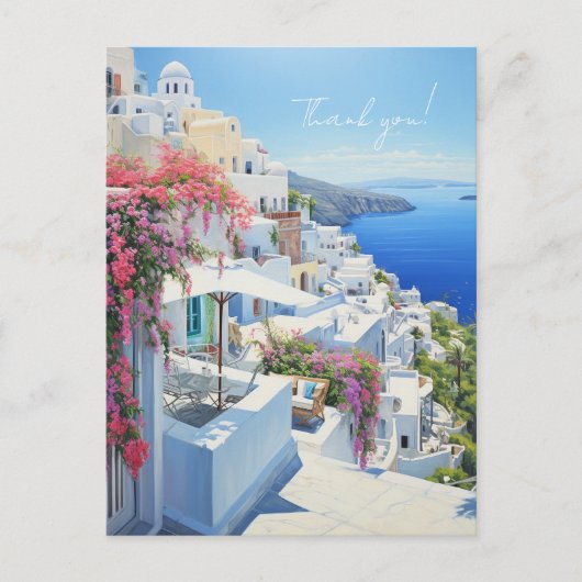 Carte postale Merci avec vue sur Santorin (Devant)