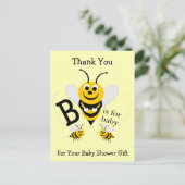 Carte Postale Merci Baby shower Bee Design (Debout devant)