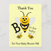 Carte Postale Merci Baby shower Bee Design (Devant)
