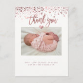 Carte Postale Merci baby shower/Faux Rose or éblouis (Devant)