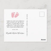 Carte Postale Merci Baby shower fille mignonne (Dos)