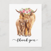 Carte Postale Merci Baby shower Highland Cow (Devant)