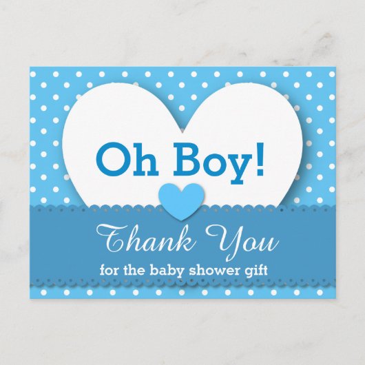 Carte Postale MERCI baby shower Polka Dot V08 BLEU (Devant)