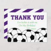 Carte postale Merci balle de soccer violet (Devant / Derrière)
