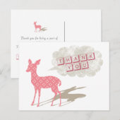 Carte postale Merci Bambi rose (Devant / Derrière)