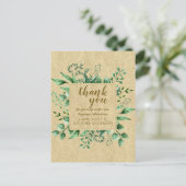 Carte Postale Merci Baptême Rustique Botanique Feuilles (Debout devant)