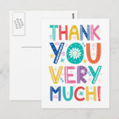 Carte Postale Merci beaucoup avec des caractères décoratifs colo (Devant / Derrière)