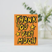 Carte Postale MERCI BEAUCOUP Bubble Letters Jaune Orange (Debout devant)