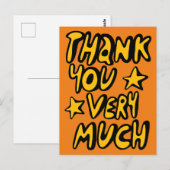 Carte Postale MERCI BEAUCOUP Bubble Letters Jaune Orange (Devant / Derrière)