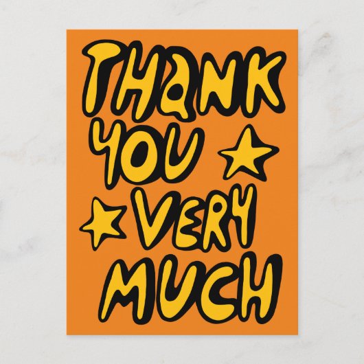 Carte Postale MERCI BEAUCOUP Bubble Letters Jaune Orange (Devant)