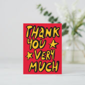 Carte Postale MERCI BEAUCOUP Bubble Letters Jaune Rouge (Debout devant)