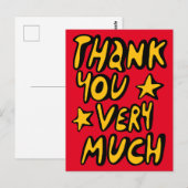 Carte Postale MERCI BEAUCOUP Bubble Letters Jaune Rouge (Devant / Derrière)