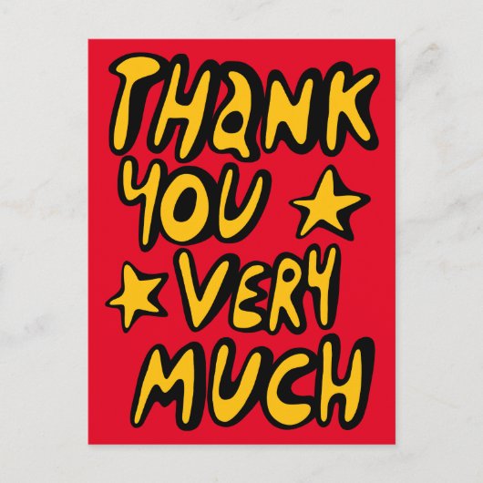 Carte Postale MERCI BEAUCOUP Bubble Letters Jaune Rouge (Devant)