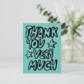 Carte Postale MERCI BEAUCOUP Bubble Letters Sarcelle PERSONNALIS (Debout devant)