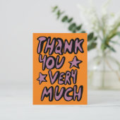 Carte Postale MERCI BEAUCOUP Bubble Letters Violet Orange (Debout devant)