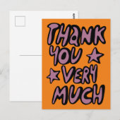 Carte Postale MERCI BEAUCOUP Bubble Letters Violet Orange (Devant / Derrière)