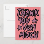 Carte Postale MERCI BEAUCOUP Bubble Letters Violet Rose (Devant / Derrière)