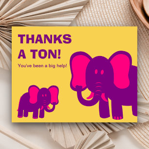 Carte Postale Merci Beaucoup Éléphants Roses Mignons Merci