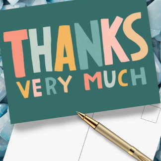 Carte Postale MERCI BEAUCOUP Pastel Coloré Lettre Main Cute