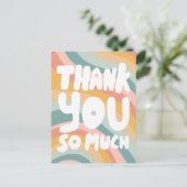 Carte Postale MERCI BEAUCOUP Pastel Rainbow Stripes PERSONNALISÉ (Debout devant)