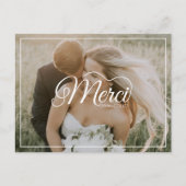 Carte Postale Merci Beaucoup White Script Mariage photo moderne (Devant)