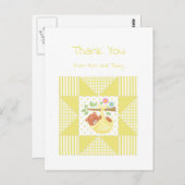 Carte Postale Merci bébé mignon Motif couette oreille jaune (Devant / Derrière)