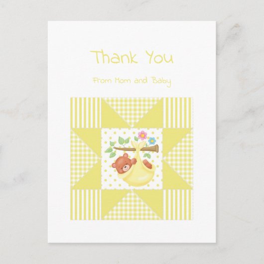 Carte Postale Merci bébé mignon Motif couette oreille jaune (Devant)