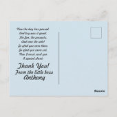 Carte Postale Merci bébé patron (Dos)