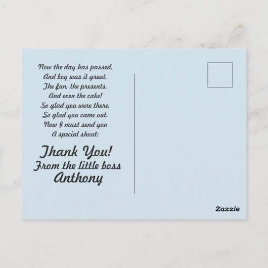 Carte Postale Merci bébé patron (Dos)