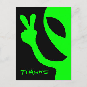 Carte Postale Merci Black et Green Peekaboo Alien
