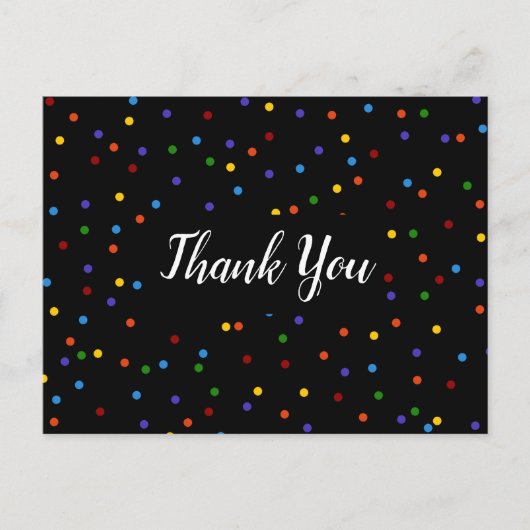 Carte Postale Merci Black Rainbow Polka Dot (Devant)