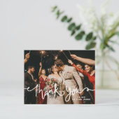 Carte Postale Merci Blanc Calligraphie Moderne Élégant Chic (Debout devant)