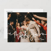 Carte Postale Merci Blanc Calligraphie Moderne Élégant Chic (Devant / Derrière)