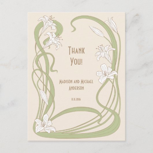 Carte Postale Merci blanc Lilies (Devant)