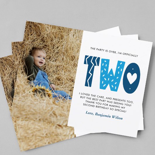 Carte postale Merci bleu 2e anniversaire