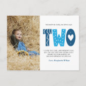 Carte postale Merci bleu 2e anniversaire (Devant)