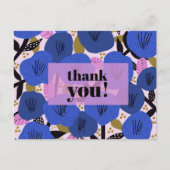 Carte postale Merci bleu à motifs floraux (Devant)