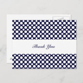 Carte postale Merci bleu blanc Polka-Dots (Devant / Derrière)