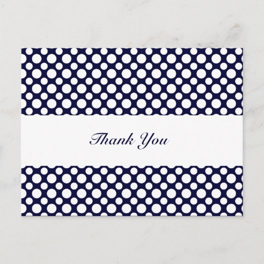 Carte postale Merci bleu blanc Polka-Dots (Devant)