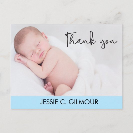 Carte Postale Merci bleu Faire-part de naissance bébé texte du s (Devant)