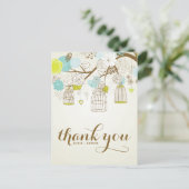 CARTE POSTALE MERCI BLEU & JAUNE vintage (Debout devant)