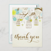 CARTE POSTALE MERCI BLEU & JAUNE vintage (Devant / Derrière)