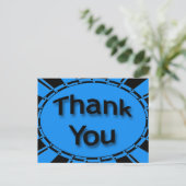 Carte Postale Merci bleu turquoise clair noir (Debout devant)