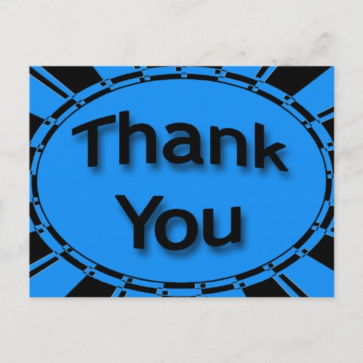 Carte Postale Merci bleu turquoise clair noir (Devant)